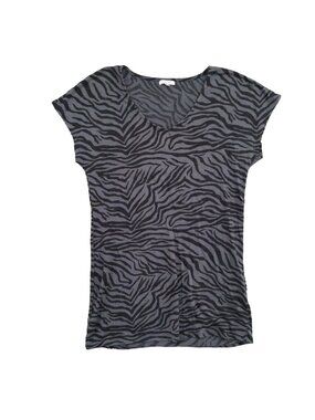 Z Supply Zebra Tee Mini Dress Black Gray Print Pullover Cap Sleeve Size S